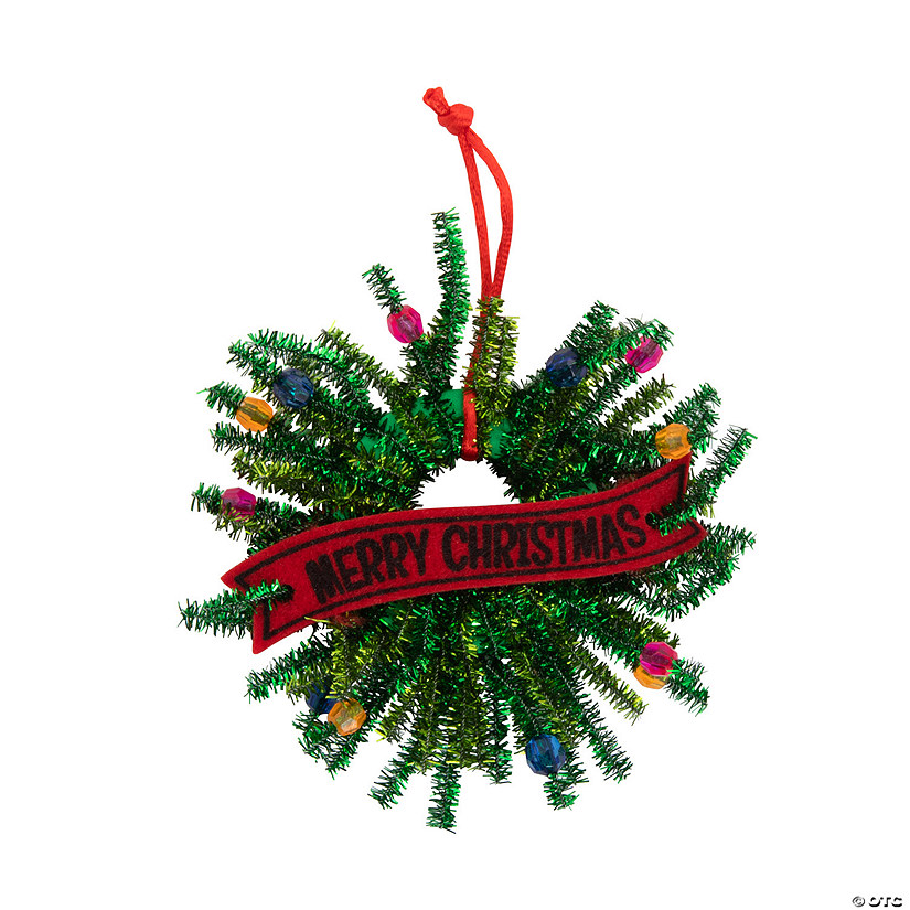 3 1/2" Beaded Chenille Stem Wreath Christmas Ornament Craft Kit - Makes 12 Image