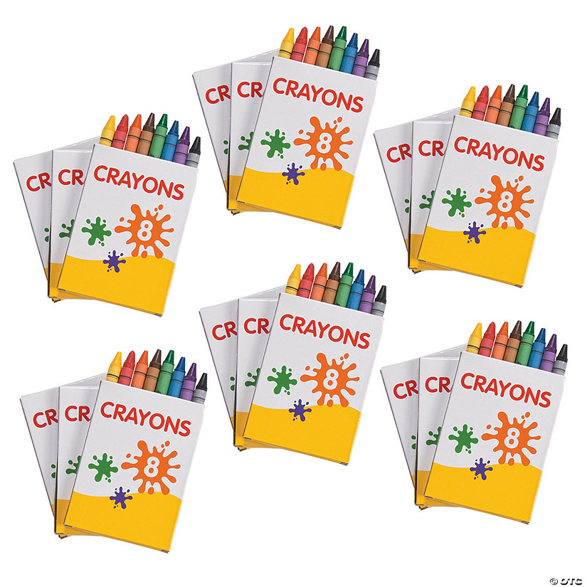 3 1/2&quot; Bulk 288 Boxes of 8-Color Classic Pointed Crayons Image