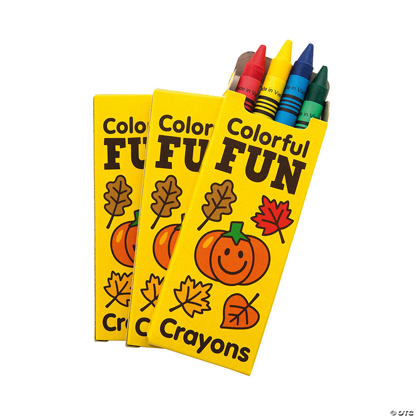 3 1/2" Bulk 48 Boxes Fall Colorful Fun Crayons - 4 Colors Per Box Image