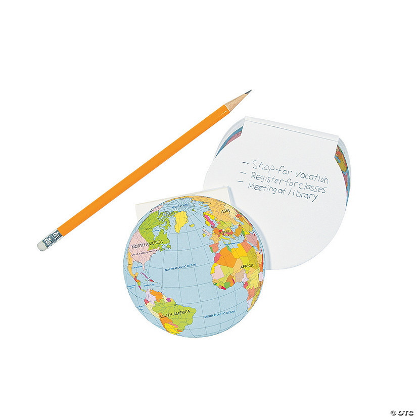 3 1/2" Earth Globe-Shaped Multicolor Paper Notepads - 24 Pc. Image