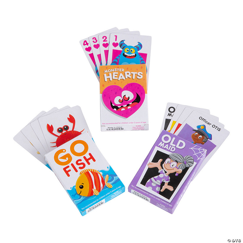 3 1/2" Hearts, Go Fish & Old Maid Card Game Boredom Buster Kit - 24 Pc. Image