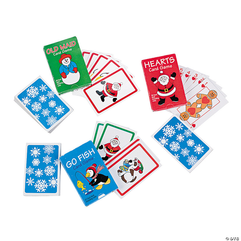 3 1/2" Holiday Old Maid, Hearts & Go Fish Card Game Assortment - 12 Pc. Image