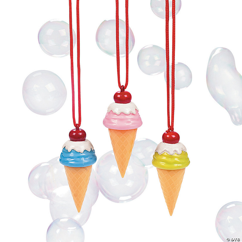 3 1/2" Ice Cream Cone-Shaped Bubble Bottle Necklaces - 12 Pc. Image