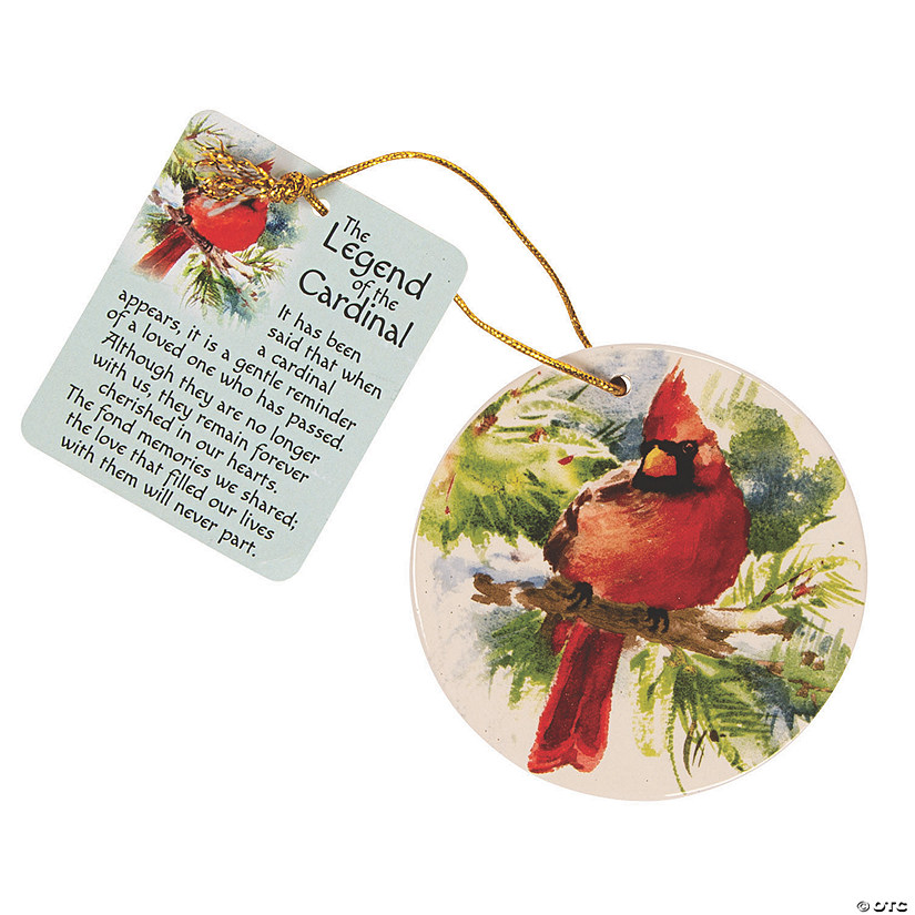 3 1/2" Legend of the Cardinal Ceramic Christmas Ornaments with Card for 12 Image