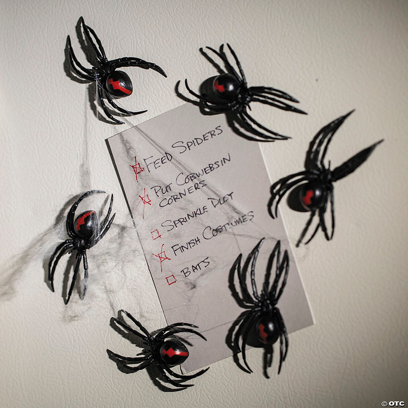 3 1/2" Magnetic Black Widow Spiders - 12 Pc. Image