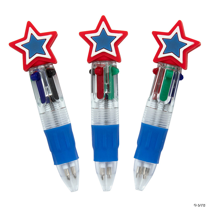 3 1/2" Micro Patriotic Plastic Shuttle Pens - 12 Pc. Image