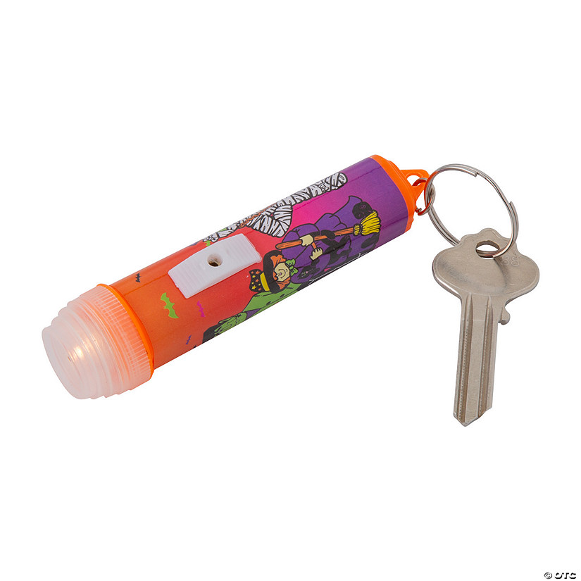 3 1/2" Mini Halloween Multicolor Plastic Flashlight Keychains - 12 Pc. Image