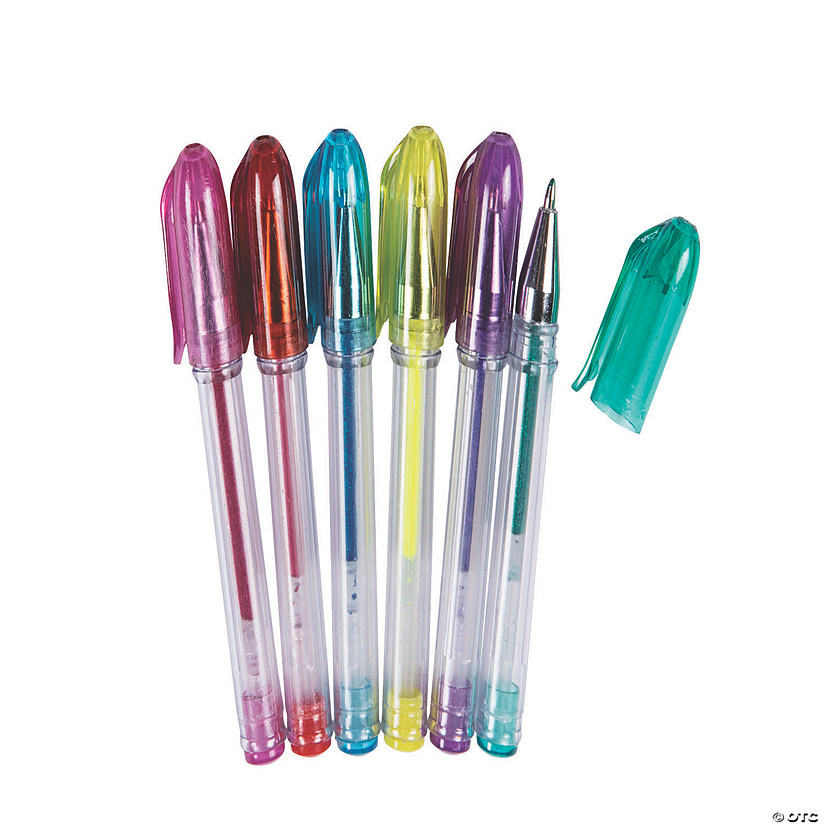 3 1/2" Mini Lightly Scented Metallic Plastic Gel Pens - 24 Pc. Image