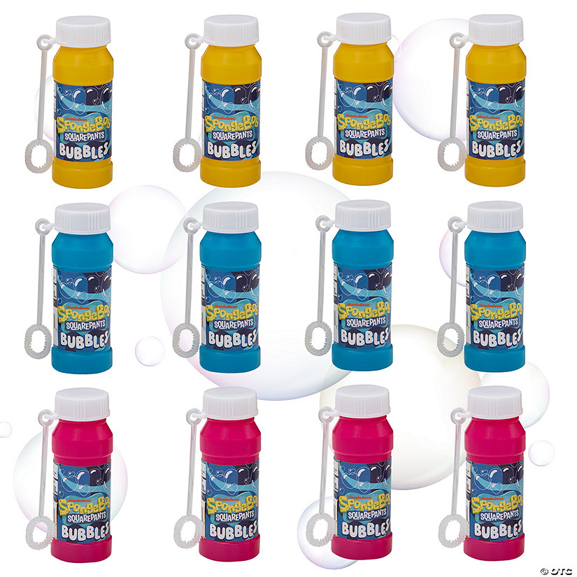 3 1/2" SpongeBob SquarePants&amp;#8482; Plastic Bubble Bottles &amp;#8211; 12 Pc.  Image