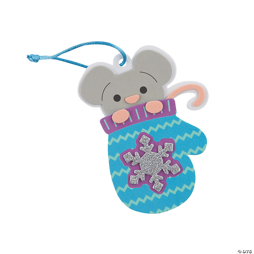 3 1/2" Winter Mouse in Mitten Christmas Ornament Craft Kit - Makes 12 Image