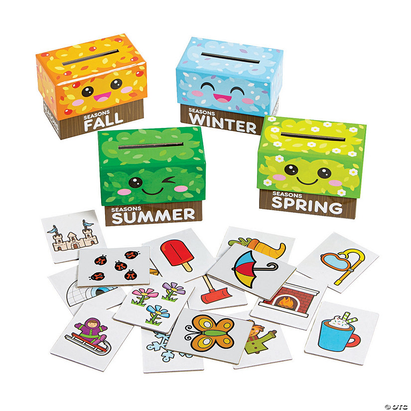 3 1/2" x 2 3/4" Four Seasons Cardboard Sorting Boxes with Self-Checking Cards Image