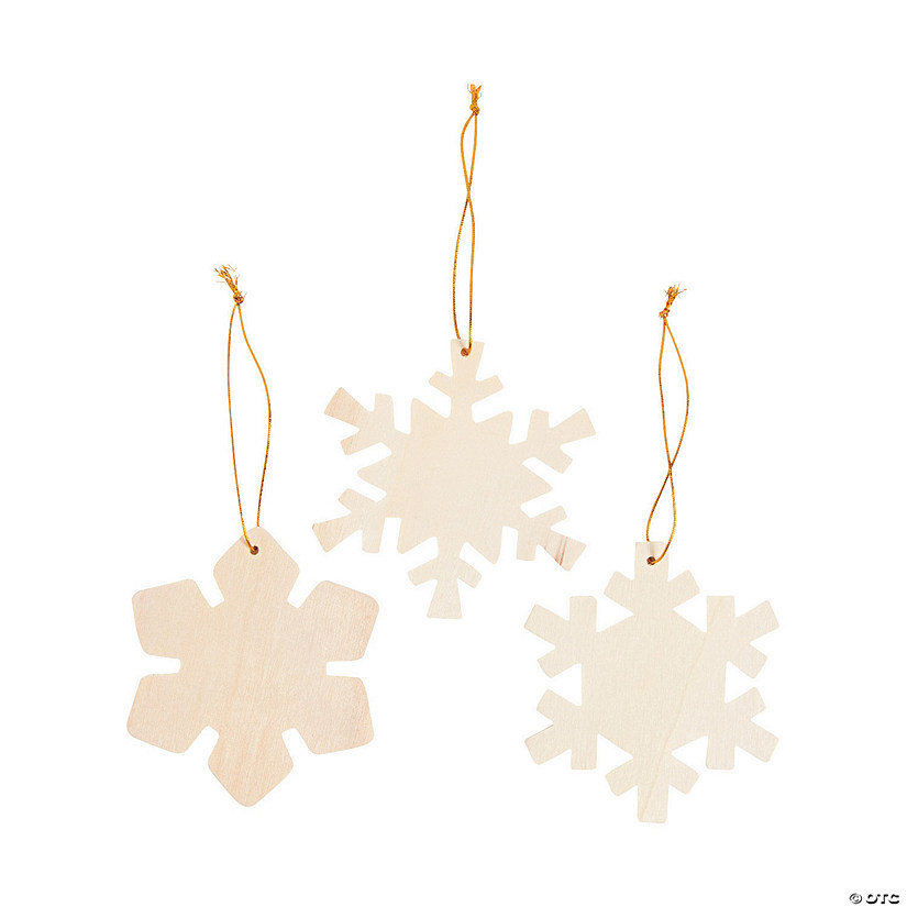 3 1/2" x 3 1/2" DIY UnfinishedWood Snowflake Ornaments - 12 Pc. Image