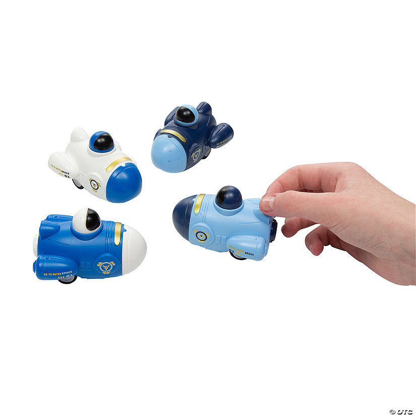 3 1/2&quot; x 3 1/4&quot; Push-and-Go Plastic Rocket Ship Toys - 12 Pc. Image