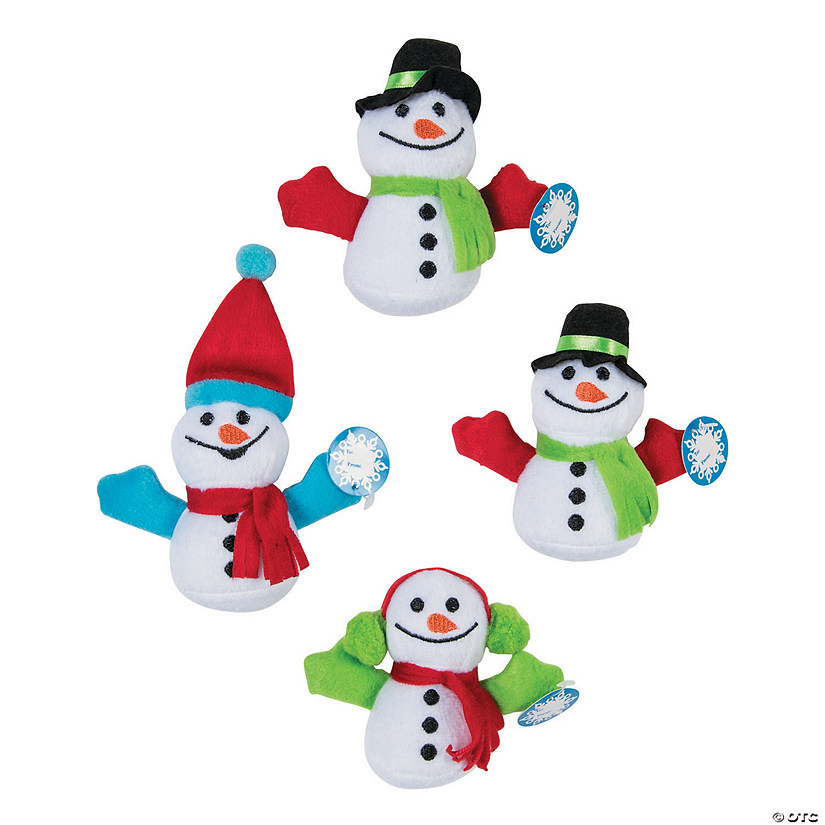 3 1/2" x 4 1/2" Mini Stuffed Snowman with Headwear & Scarf Exchanges - 24 Pc. Image