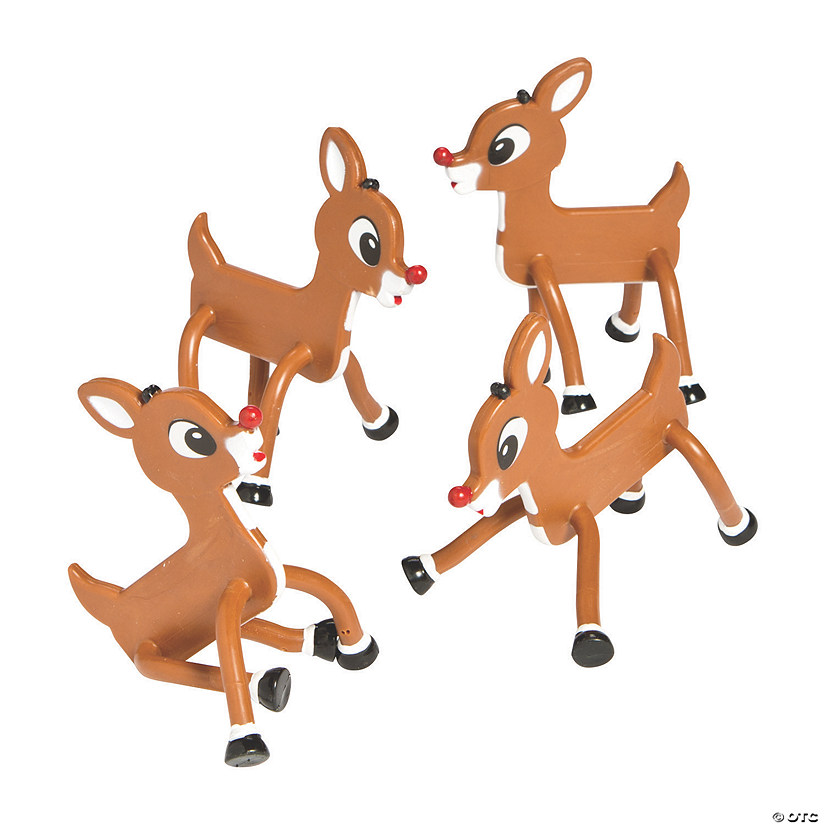 3 1/2" x 4 1/2" Rudolph the Red-Nosed Reindeer<sup>&#174;</sup>Vinyl Bendables - 12 Pc. Image