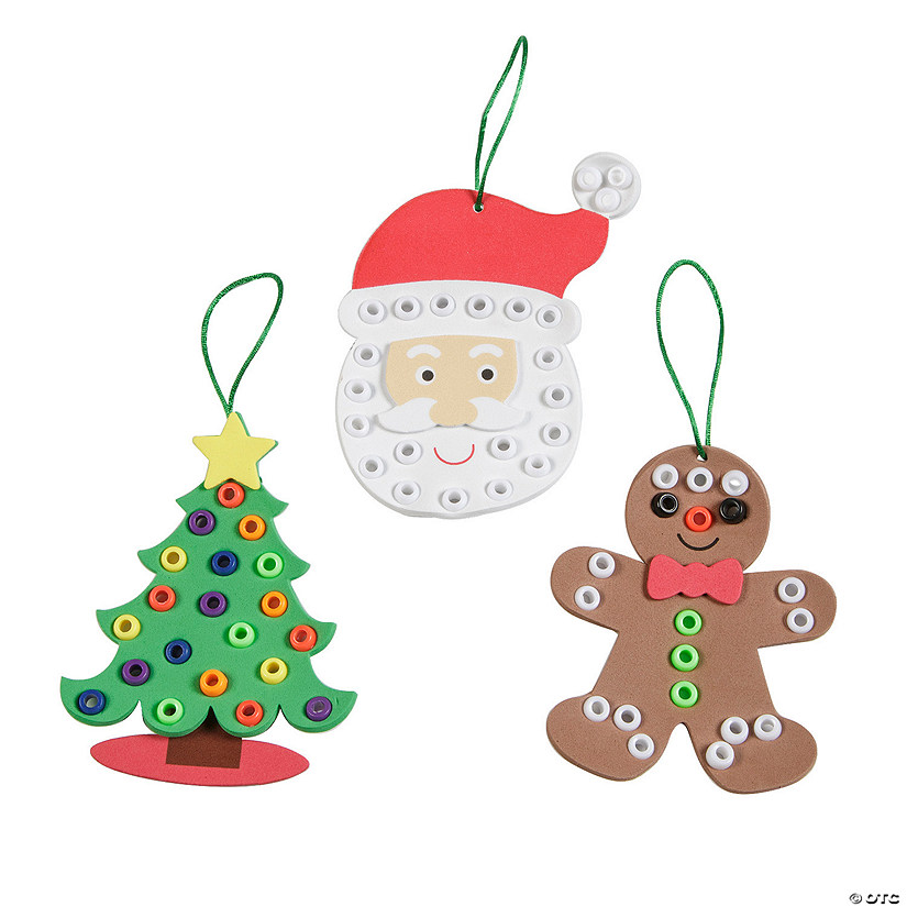 3 1/2" x 4 1/4" Bead Decorated Christmas Ornament Craft Kit - Makes 12 Image