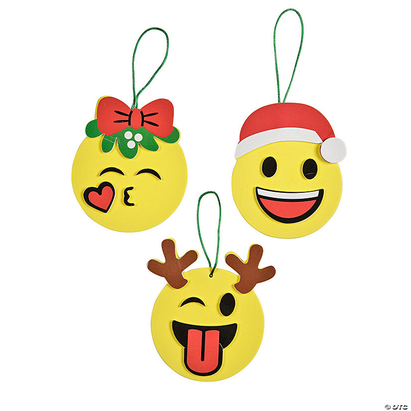 3 1/2" x 4" Christmas Emoji Ornament Foam Craft Kit - Makes 12 Image