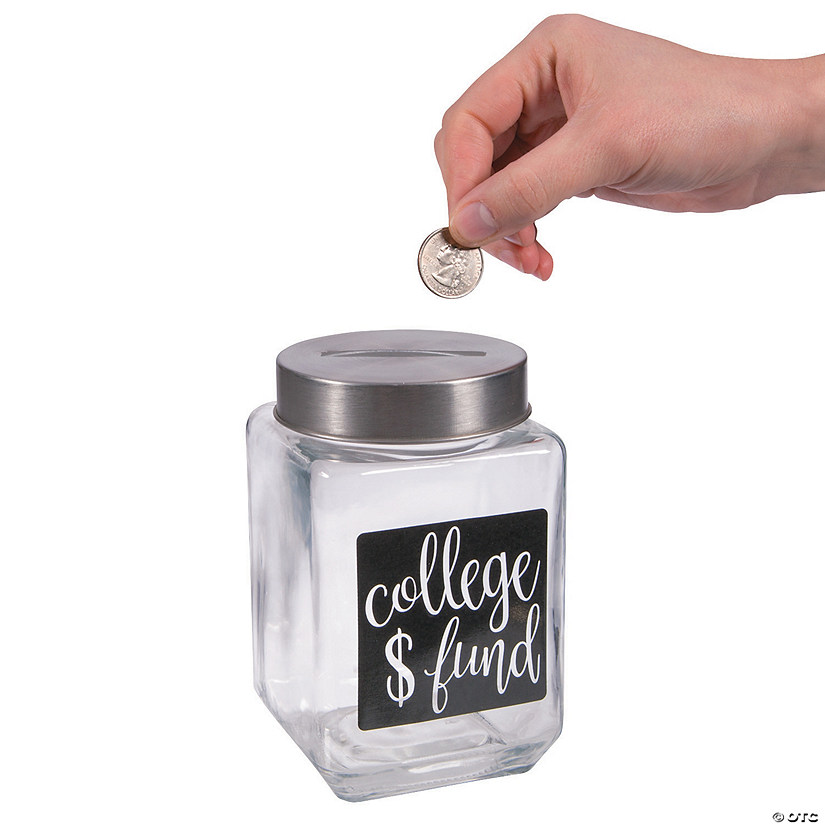 3 1/2" x 5 1/2" Graduation College Fund Clear Glass Jar with Slotted Lid Image