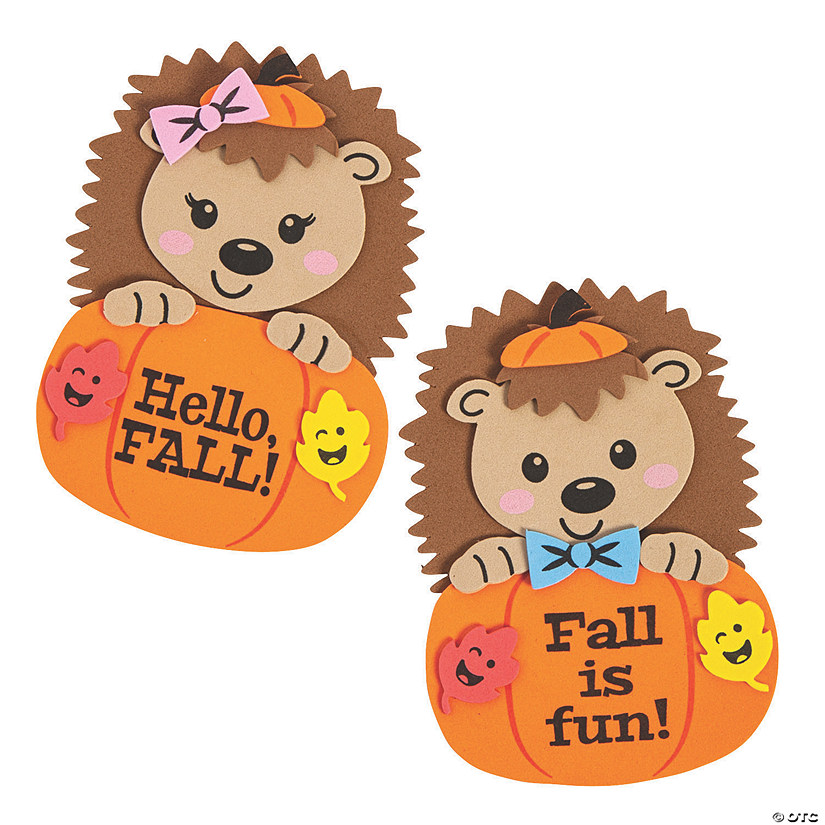 3 1/2" x 5" Hedgehog & Pumpkin Fall Magnet Craft Kit - Makes 12 Image