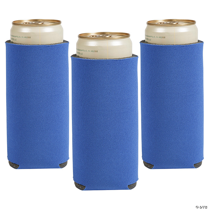 3 1/2" x 6 1/2" Solid Color Blue Foam Slim Can Coolers - 12 Pc. Image