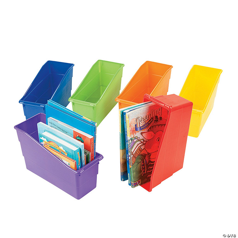 3 1/2" x 7 1/4" Colorful Plastic Classroom Book Bins - 6 Pc. Image