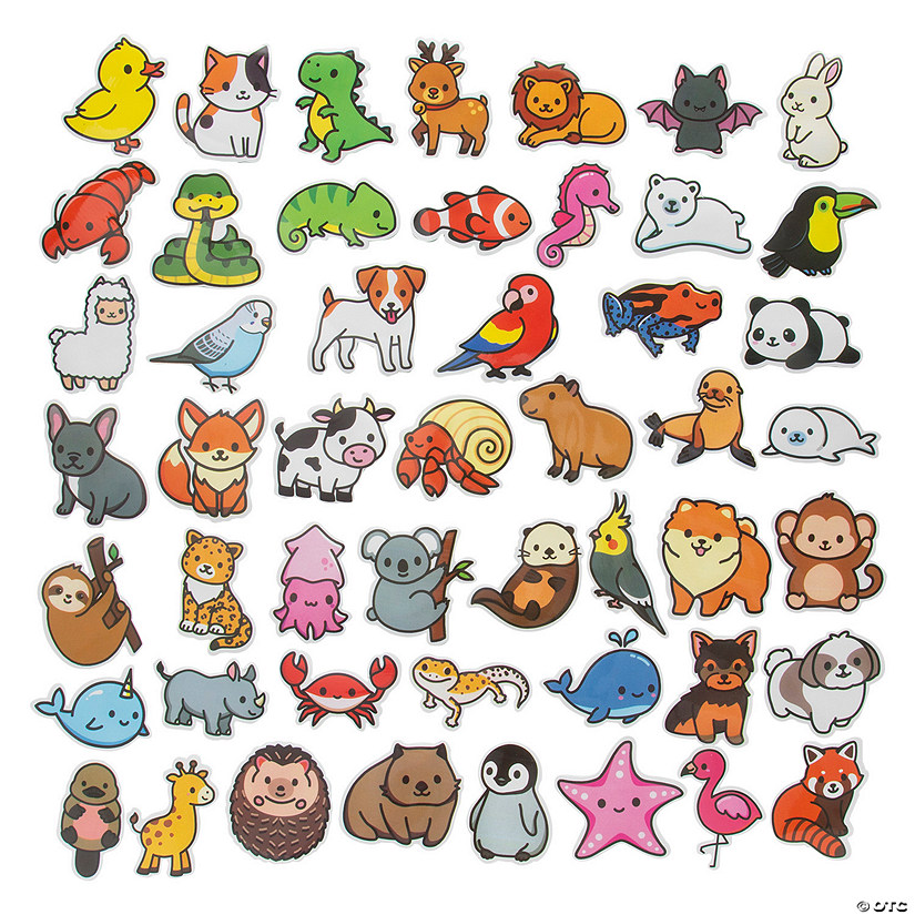 3 1/4" Bulk 50 Pc. Cute Kawaii Animal Characters Sticker Assortment Image