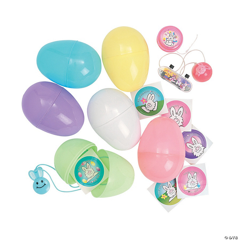 3 1/4" Pastel Toy-Filled Plastic Easter Eggs - 24 Pc. Image