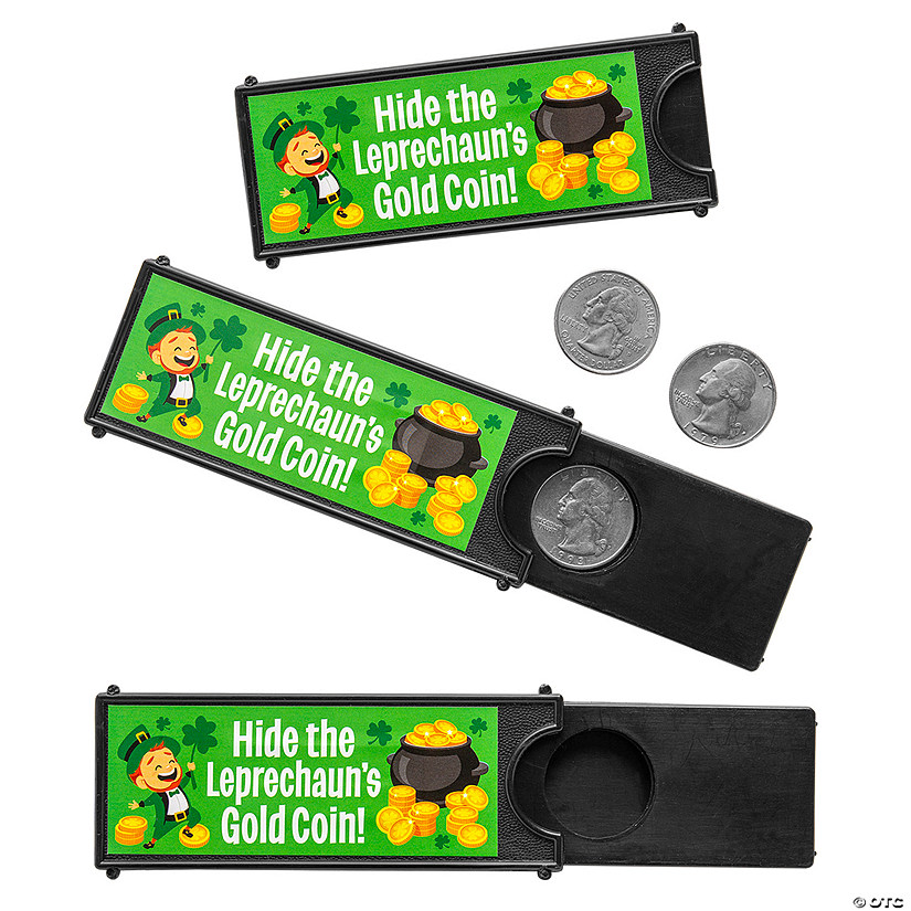 3 1/4&quot; x 1 1/4&quot; St. Patrick&amp;#8217;s Day Leprechaun Magic Coin Tricks &amp;#8211; 12 Pc. Image