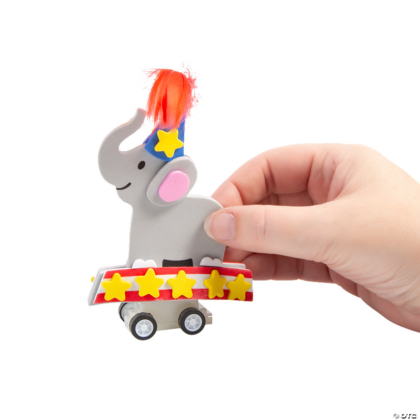 3 1/4" x 3 1/2" Circus Balancing Elephant Pull-Back Craft Kit &amp;#8211; Makes 6 Image