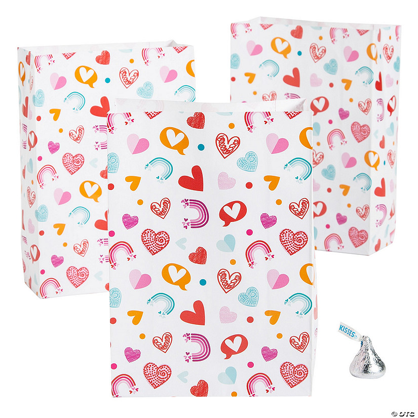 3 1/4" x 4" Small Valentine&#8217;s Day Icon Treat Bags - 24 Pc. Image
