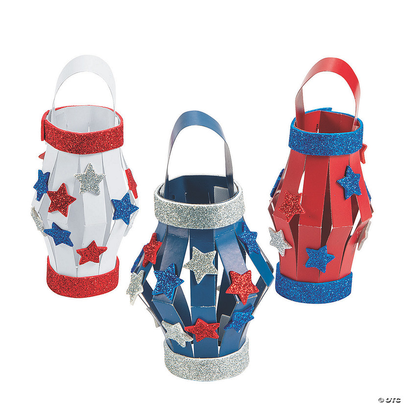 3 1/4" x 5" Glitter Patriotic Lantern Foam & Cardstock Craft Kit- Makes 12 Image