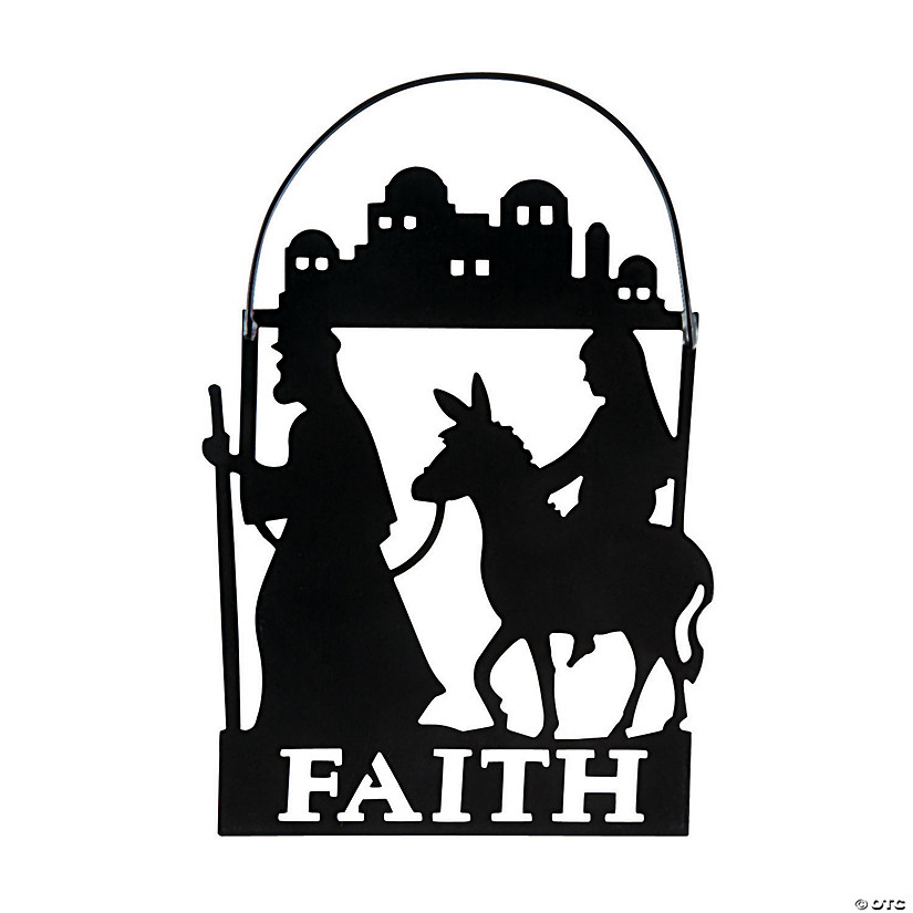 3 1/4" x 5" Religious Mary & Joseph with Donkey Black Metal Christmas Ornaments - 12 Pc. Image