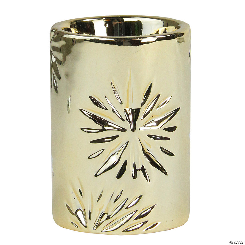 3.25" Small Gold Snowflake Christmas Candle Holder Image