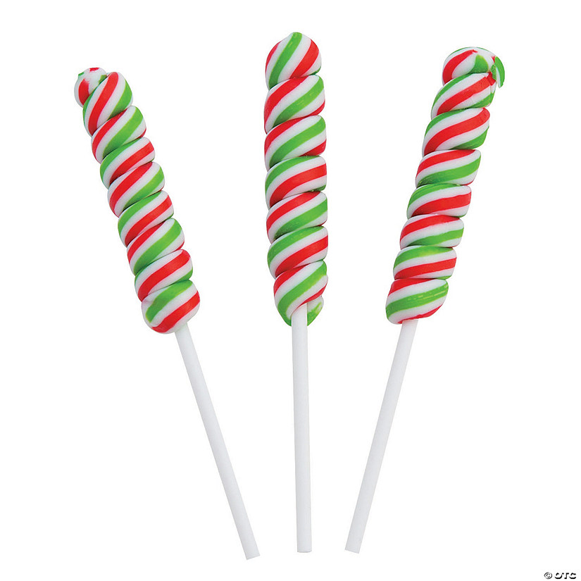 3" - 3 1/2" 7 oz. Holiday Twist Peppermint Lollipops - 12 Pc. Image