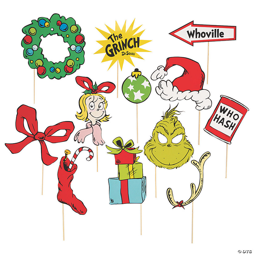 3 3/4" - 7 3/4" Dr. Seuss&#8482; The Grinch Photo Stick Props- 12 Pc. Image