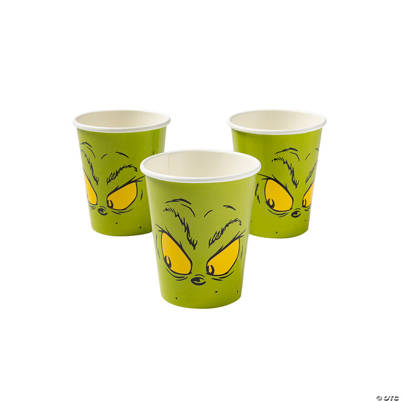 3 3/4" 9 oz. Dr. Seuss&#8482; The Grinch Green Disposable Paper Cups - 8 Ct. Image