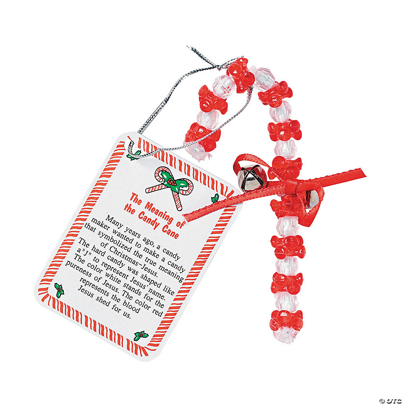 3 3/4" Beaded &#8220;The Meaning of the Candy Cane&#8221; Christmas Ornament Craft Kit - Makes 12 Image