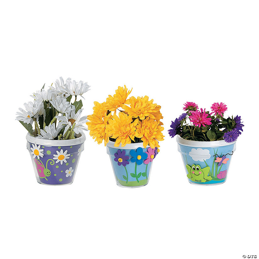 3 3/4" Bulk 48 Pc. DIY Design Your Own Plastic Flower Pot Crafts Image