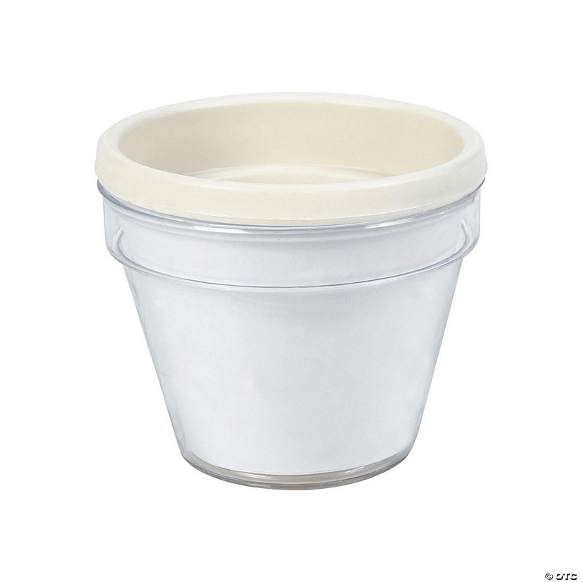 3 3/4" White DIY Plastic Flower Pots with Paper Insert - 12 Pc. Image
