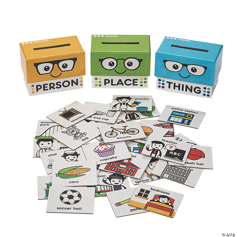 3 3/4" x 2 3/4" Self-Checking Person, Place or Thing Cardboard Sorting Boxes with Cards Image