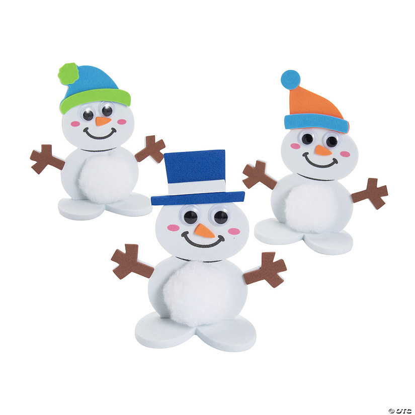 3 3/4" x 3 3/4" 3D Pom-Pom Snowman Stand-Up Craft Kit - Makes 12 Image