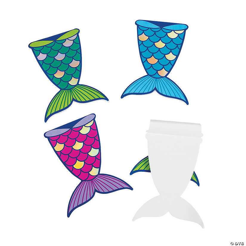 3 3/4" x 4 1/2" Mermaid Tail-Shaped Foil Paper Notepads - 24 Pc. Image