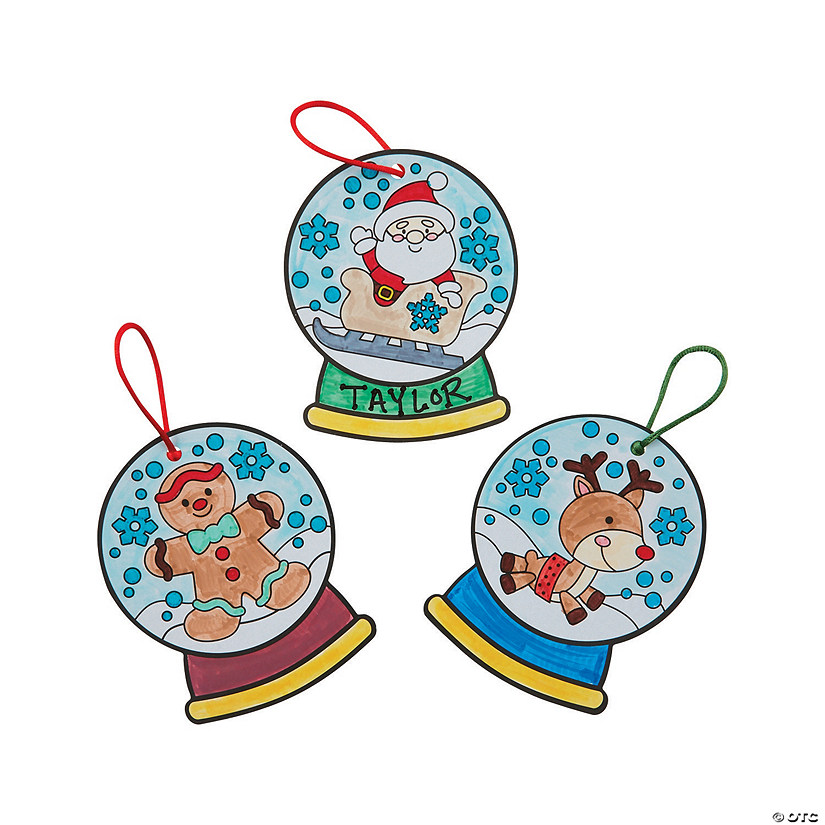 3 3/4" x 4 3/4" Color Your Own Christmas Snow Globe Ornaments - 12 Pc. Image