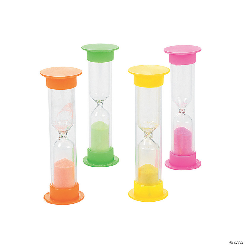 3" 3-Minute Red, Green, Yellow and Pink Sand Timers - 12 Pc. Image