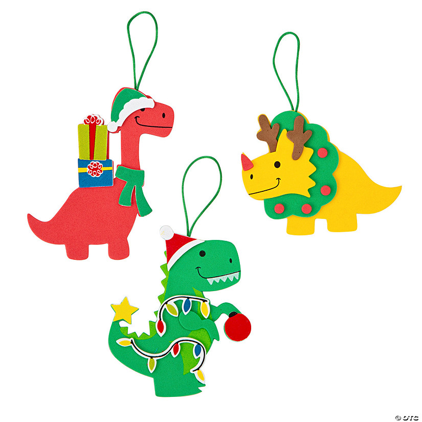 3" - 4 1/4" Christmas Dinosaur Ornament Craft Kit - Makes 12 Image