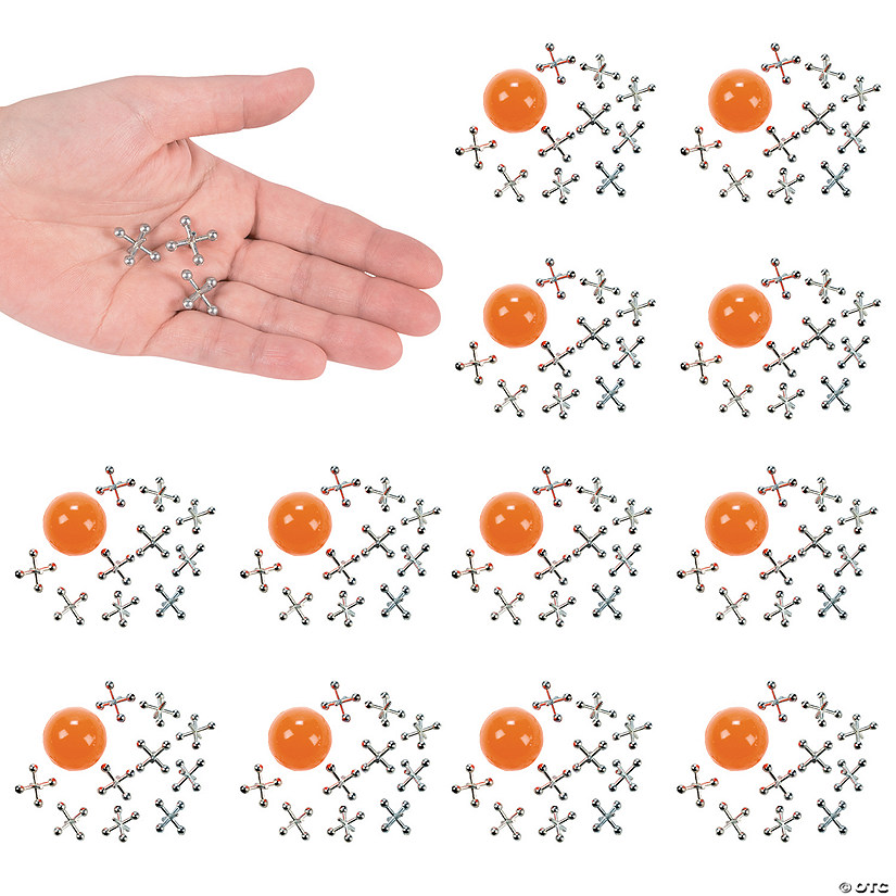 3/4&quot; - 1&quot; Mini Classic Rubber Ball &amp; Metal Jacks Game Sets for 12 Image