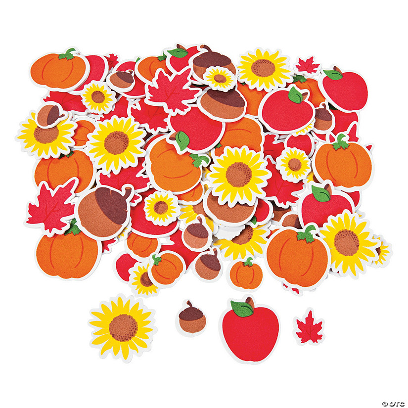 3/4" - 2" Bulk 500 Pc. Fall Leaves & Plants Self-Adhesive Foam Shapes Image