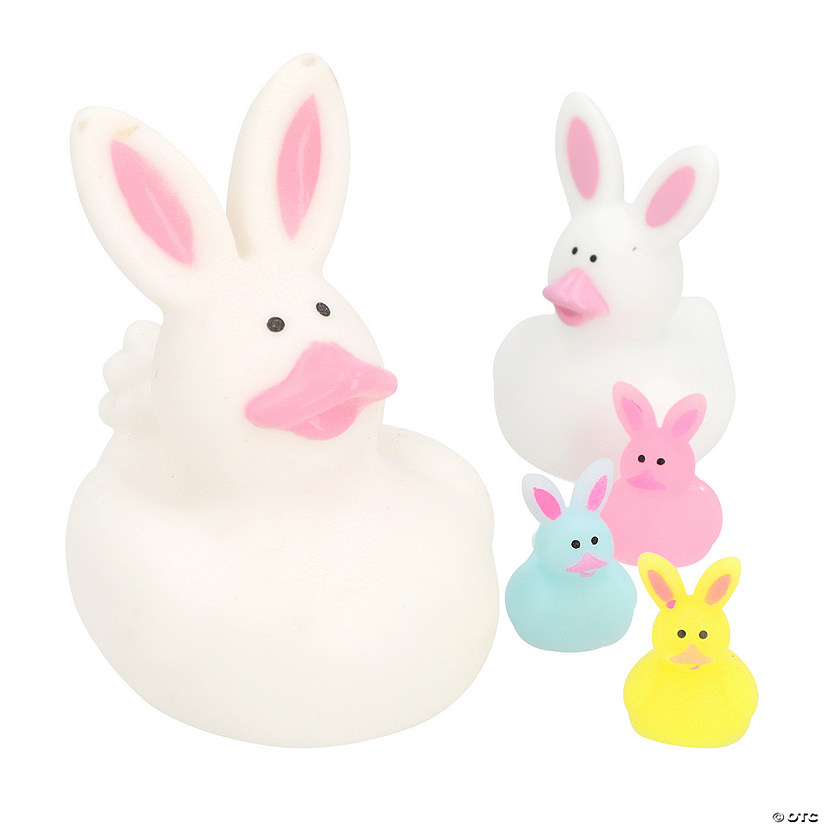 3/4" - 2" Bulk 60 Pc. Micro, Mini &amp; Regular Bunny Rubber Duck Assortment Image