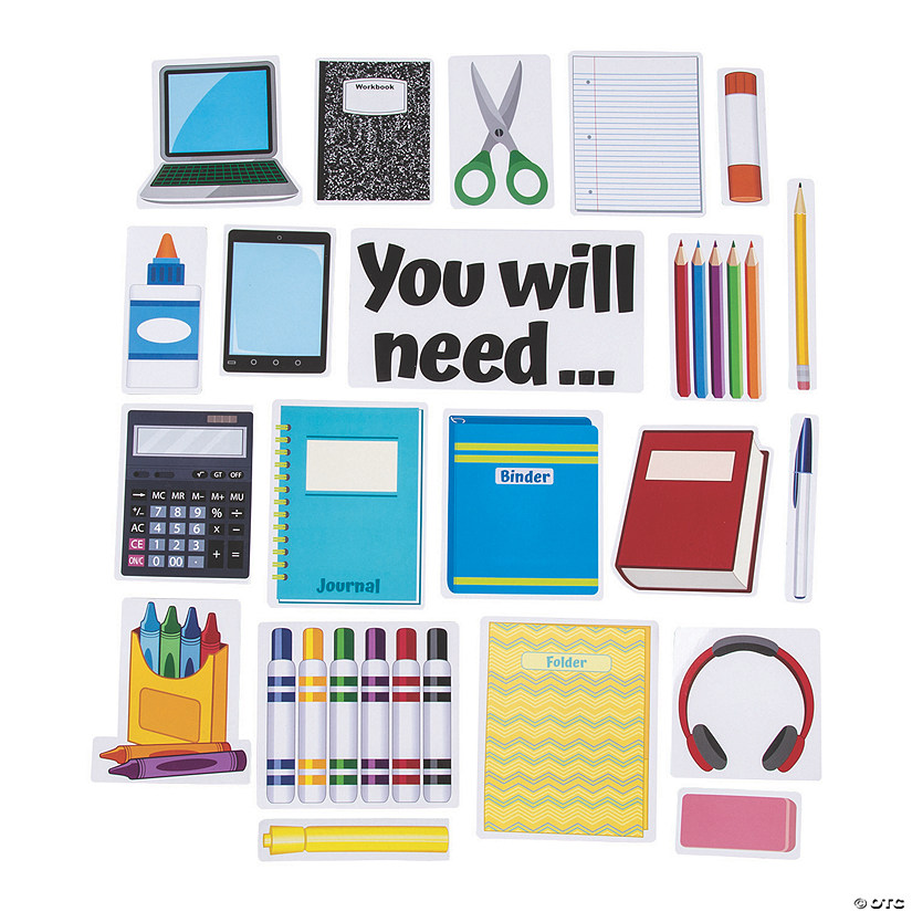 3/4" - 9" You&#8217;ll Need School Supply Management Vinyl Magnets - 21 Pc. Image