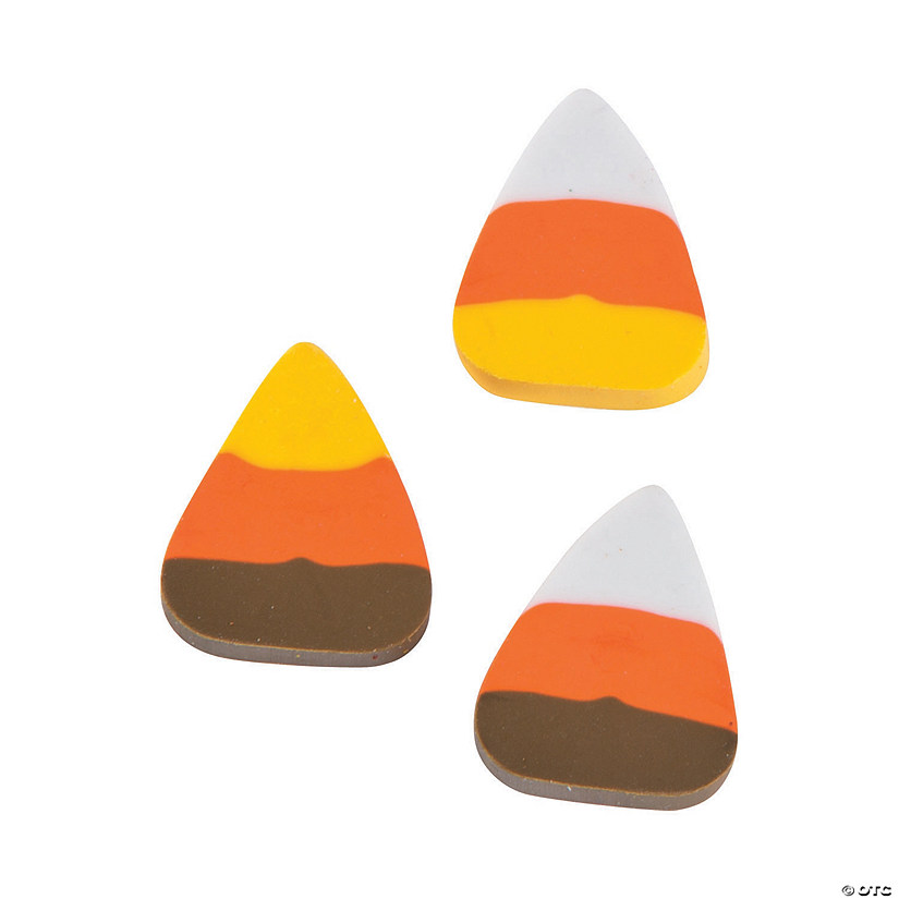 3/4" Bulk 144 Pc. Halloween Mini Multicolor Candy Corn Erasers  Image